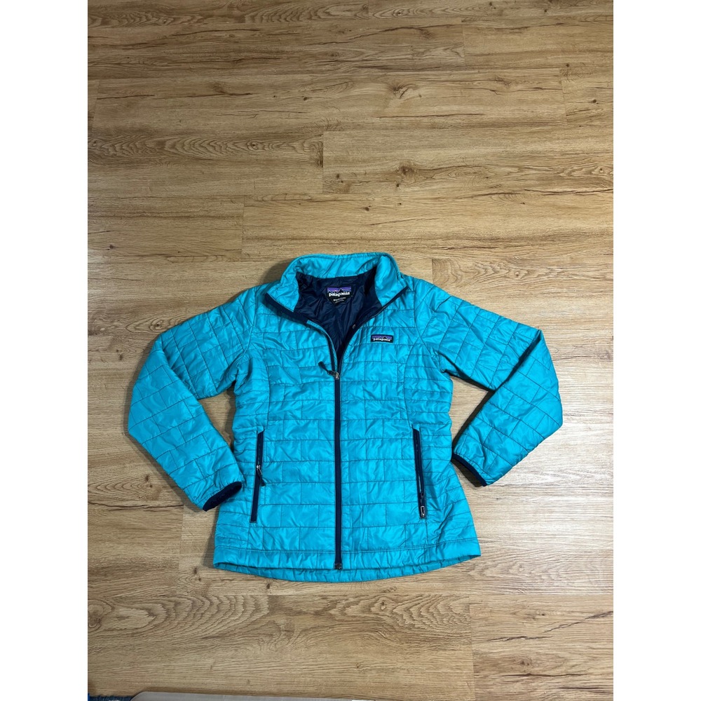 Patagonia Nano Puff Jacket Womens M Teal Blue PrimaLoft Insulated Full Zip